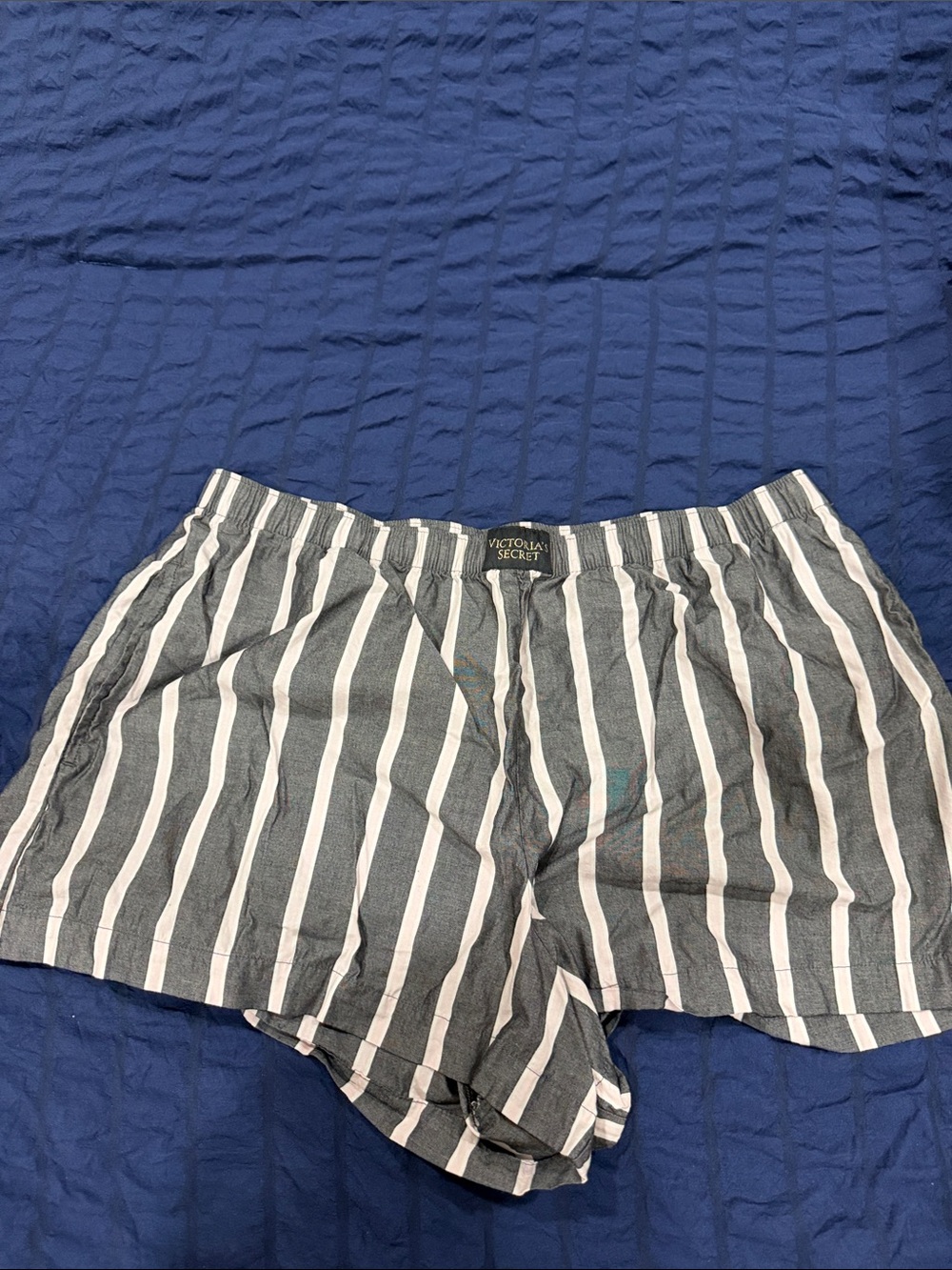 Victoria's Secret Gray and White Vertical Stripe Shorts